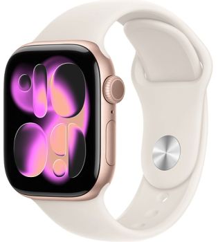 Apple Watch Series 11 46 mm, Rose Gold Aluminum Case with Sport Starlight (S/M)