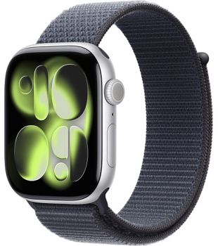 Apple Watch Series 11 46 mm, Silver Aluminum Case with Sport Loop Anchor Blue