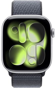 Apple Watch Series 11 46 mm, Silver Aluminum Case with Sport Loop Anchor Blue