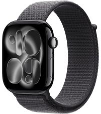 Apple Watch Series 11 46 mm, Jet Black Aluminum Case with Sport Loop Dark Gray