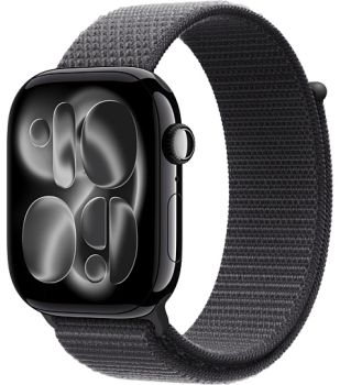Apple Watch Series 11 46 mm, Jet Black Aluminum Case with Sport Loop Dark Gray