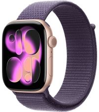 Apple Watch Series 11 42 mm, Rose Gold Aluminum Case with Sport Loop Purple Fog 