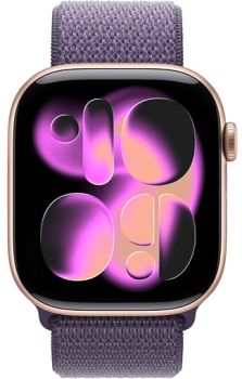 Apple Watch Series 11 42 mm, Rose Gold Aluminum Case with Sport Loop Purple Fog 