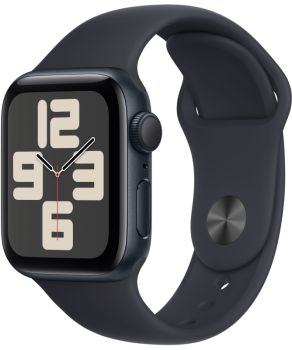 Apple Watch SE 2, 40 мм, корпус из алюминия цвета «тёмная ночь», спортивный ремешок цвета «тёмная ночь», GPS + Cellular, M/L