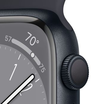 Apple Watch Series 8, 41 мм, корпус из алюминия цвета «тёмная ночь», спортивный ремешок цвета «тёмная ночь»