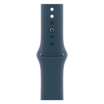 Apple Watch Series 9, 41 мм, корпус из алюминия серебристого цвета, спортивный ремешок цвета «грозовой синий», размер M/L