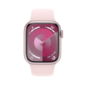 Apple Watch Series 9, 41 мм, корпус из алюминия розового цвета, спортивный ремешок нежно-розового цвета, размер M/L