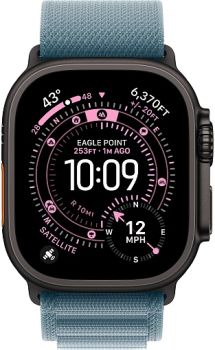Apple Watch Ultra 3, Black Titanium Case with Light Blue Alpine Loop (M)