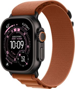 Apple Watch Ultra 3, Black Titanium Case with Terra Cotta Alpine Loop (M)