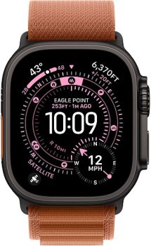 Apple Watch Ultra 3, Black Titanium Case with Terra Cotta Alpine Loop (M)