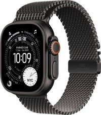 Apple Watch Ultra 3, Black Titanium Case with Black Titanium Milanese Loop (M)