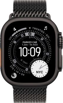 Apple Watch Ultra 3, Black Titanium Case with Black Titanium Milanese Loop (L)