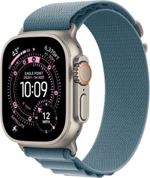 Apple Watch Ultra 3, Natural Titanium Case with Light Blue Alpine Loop (S)