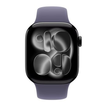 Apple Watch Series 11, 42 mm, Jet Black Aluminum Purple Fog Sport Band (M/L)