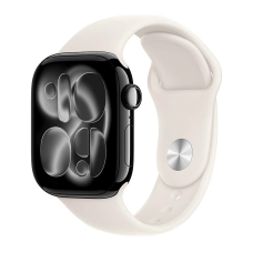 Apple Watch Series 11, 42 mm, Jet Black Aluminum Starlight Sport Band (M/L)