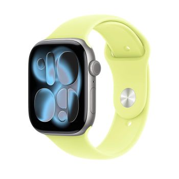 Apple Watch Series 11, 42 mm, Space Gray Aluminum Neon Yellow Sport Band (M/L)