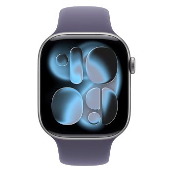 Apple Watch Series 11, 42 mm, Space Gray Aluminum Purple Fog Sport Band (M/L)