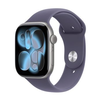 Apple Watch Series 11, 42 mm, Space Gray Aluminum Purple Fog Sport Band (M/L)