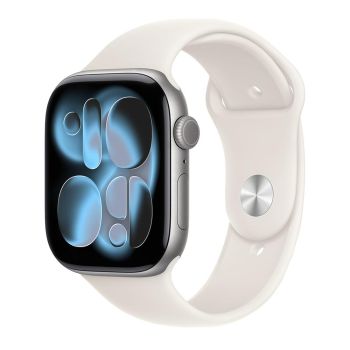 Apple Watch Series 11, 46 mm, Space Gray Aluminum Starlight Sport Band (S/M)