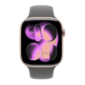 Apple Watch Series 11, 42 mm, Rose Gold Aluminum Stone Gray Sport Band (M/L)