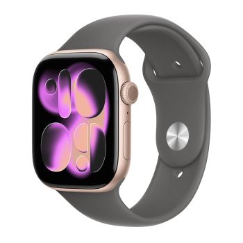 Apple Watch Series 11, 42 mm, Rose Gold Aluminum Stone Gray Sport Band (M/L)