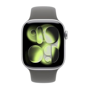 Apple Watch Series 11, 42 mm, Silver Aluminum Stone Gray Sport Band (S/M)