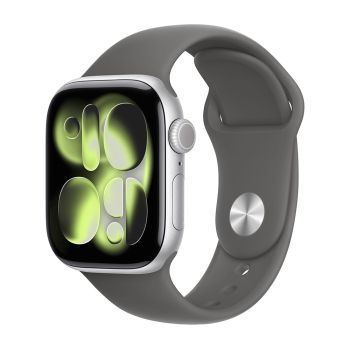 Apple Watch Series 11, 42 mm, Silver Aluminum Stone Gray Sport Band (S/M)