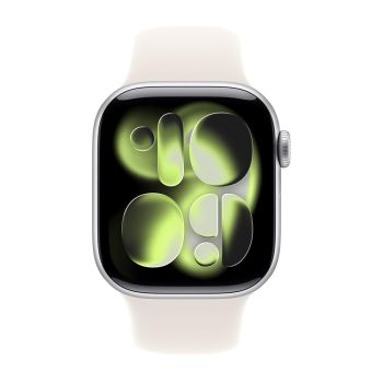 Apple Watch Series 11, 42 mm, Silver Aluminum Starlight Sport Band (S/M)