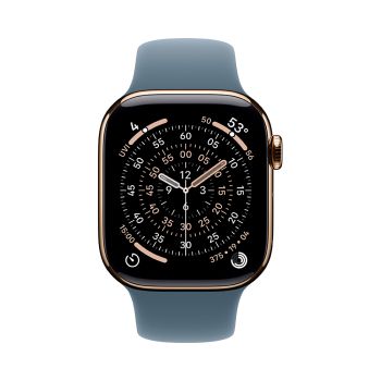 Apple Watch Series 11, 42 mm, Gold Titanium GPS+Cellular, Anchor blue Sport Band (S/M)