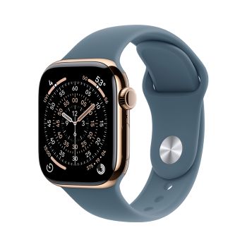 Apple Watch Series 11, 42 mm, Gold Titanium GPS+Cellular, Anchor blue Sport Band (S/M)
