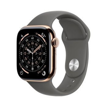 Apple Watch Series 11, 42 mm, Gold Titanium GPS+Cellular, Stone Gray Sport Band (M/L)