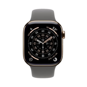 Apple Watch Series 11, 42 mm, Gold Titanium GPS+Cellular, Stone Gray Sport Band (M/L)