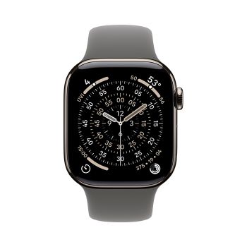 Apple Watch Series 11, 42 mm, Nalural Titanium GPS+Cellular, Stone Gray Sport Band (S/M)