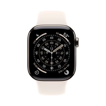 Apple Watch Series 11, 42 mm, Nalural Titanium GPS+Cellular, Starlight Sport Band (S/M)