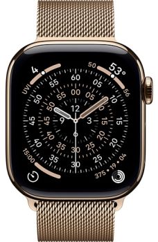Apple Watch Series 11, 42 mm, Gold Titanium GPS+Cellular, Gold Milanese Loop