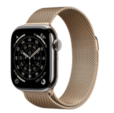 Apple Watch Series 11, 42 mm, Nalural Titanium GPS+Cellular, Gold Milanese Loop