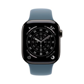 Apple Watch Series 11, 42 mm, Slate Titanium GPS+Cellular, Anchor blue Sport Band (M/L)