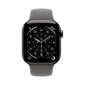 Apple Watch Series 11, 46 mm, Slate Titanium GPS+Cellular, Stone Gray Sport Band (S/M)
