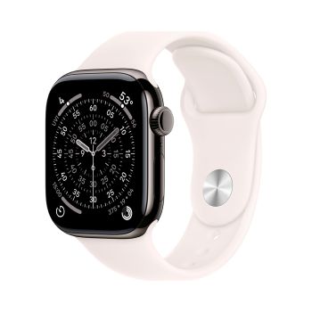 Apple Watch Series 11, 42 mm, Slate Titanium GPS+Cellular, Light Blush Sport Band (S/M)
