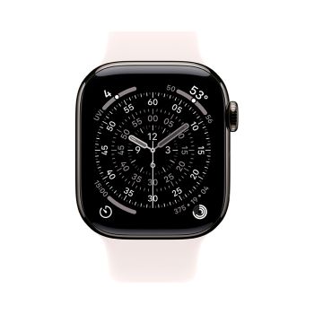 Apple Watch Series 11, 42 mm, Slate Titanium GPS+Cellular, Light Blush Sport Band (S/M)