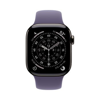 Apple Watch Series 11, 42 mm, Slate Titanium GPS+Cellular, Purple Fog Sport Band (M/L)
