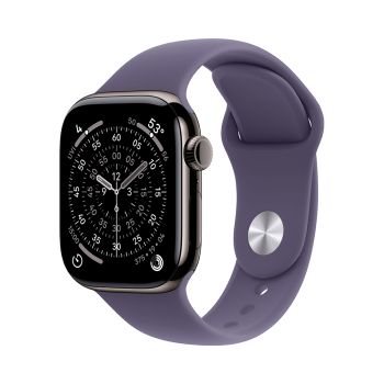 Apple Watch Series 11, 42 mm, Slate Titanium GPS+Cellular, Purple Fog Sport Band (M/L)