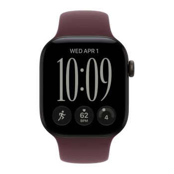 Apple Watch Series 12, 42 mm, Black Aluminum Burgundy Sport Band S/M