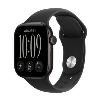 Apple Watch Series 12, 42 mm, Black Aluminum Black Sport Band M/L