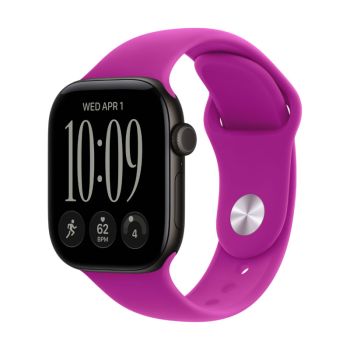 Apple Watch Series 12, 42 mm, Black Aluminum Magenta Sport Band S/M