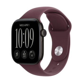 Apple Watch Series 12, 42 mm, Black Aluminum Burgundy Sport Band S/M