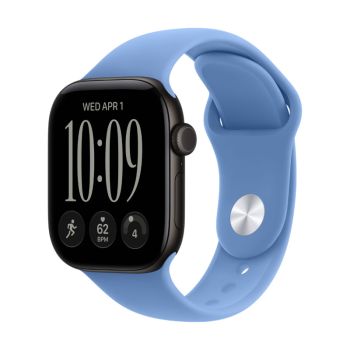 Apple Watch Series 12, 42 mm, Black Aluminum Wildflower Blue Sport Band S/M