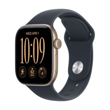 Apple Watch Series 12, 42 mm, Light Gold Aluminum Navy Blue Sport Band S/M