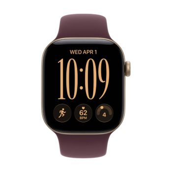 Apple Watch Series 12, 42 mm, Light Gold Aluminum Burgundy Sport Band M/L