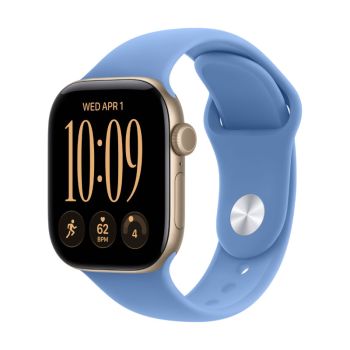 Apple Watch Series 12, 42 mm, Light Gold Aluminum Wildflower Blue Sport Band S/M